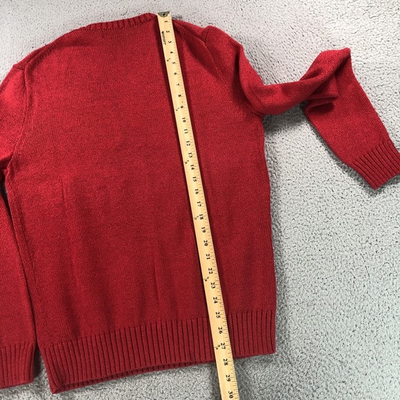 Polo Ralph Lauren Sweater Mens Medium Red Bear Knit Cotton Linen Classic RL - Picture 11 of 15
